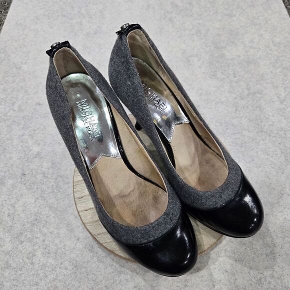 🐢 Michael Kors Presseley Cap Toe Flannel Stiletto Heel Pump Size 6.5 - Picture 3 of 13